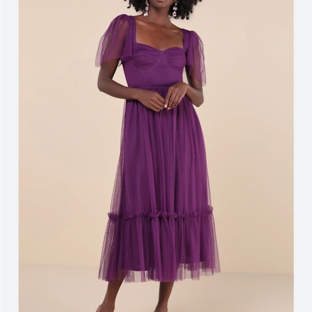 Lulu's Deep Purple Midi Dress